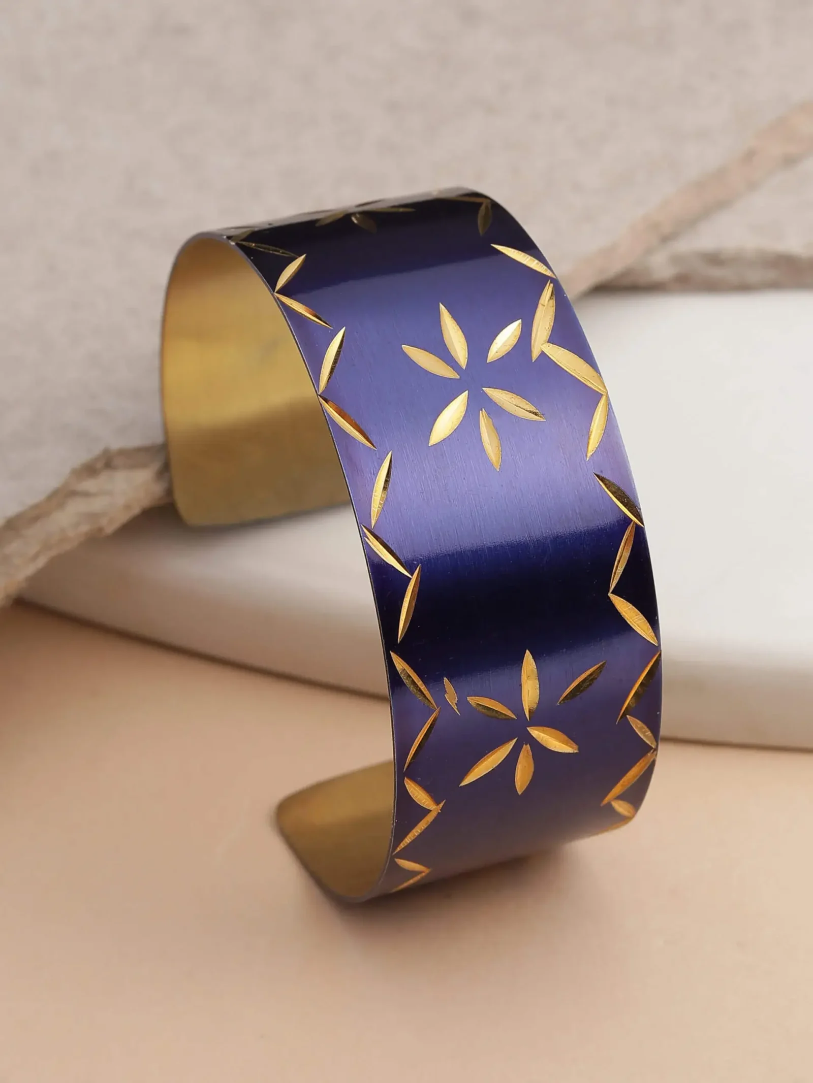 Blue Diamond Cut Cuff Bracelets