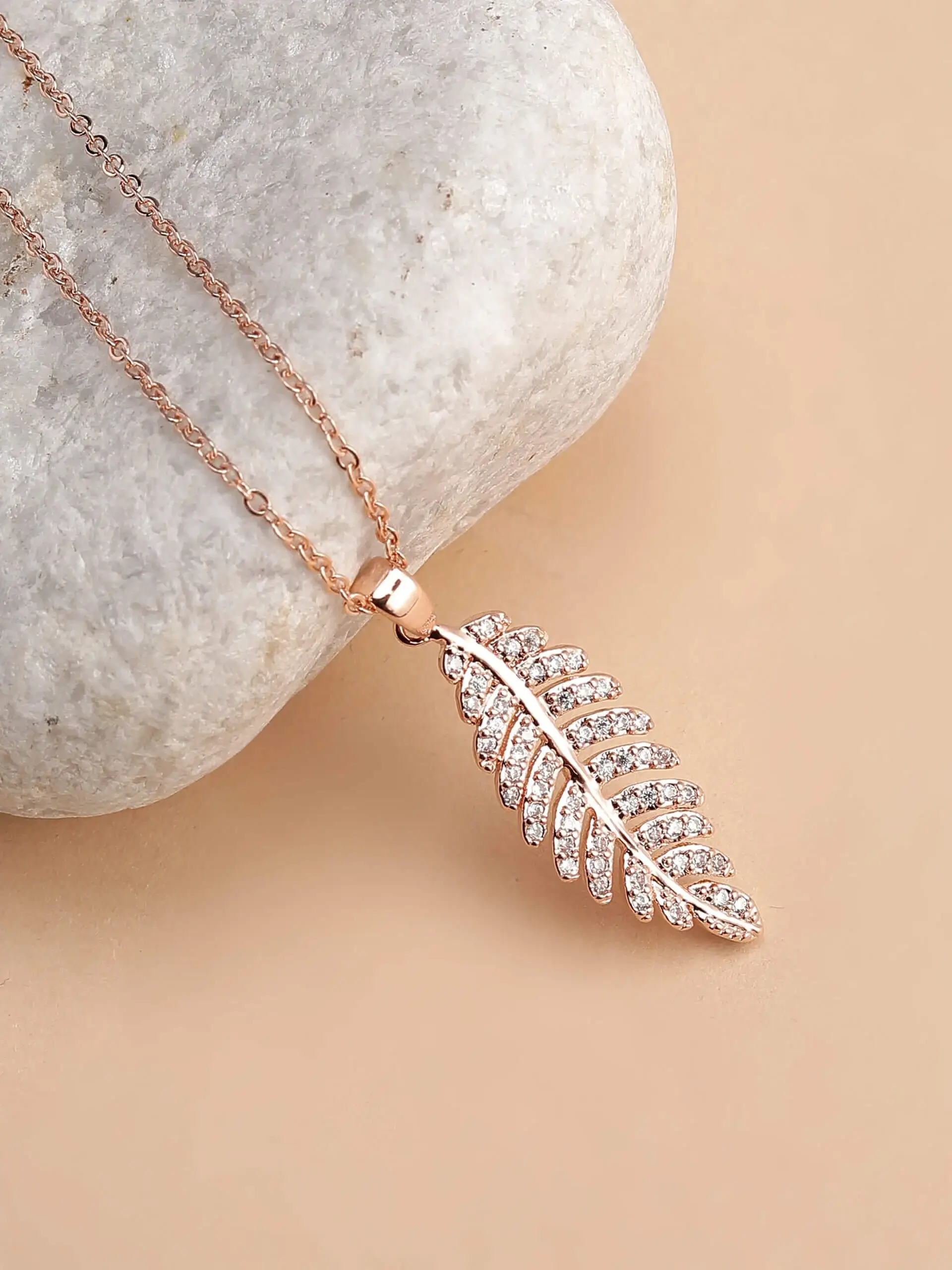 Diamond Feather Necklace